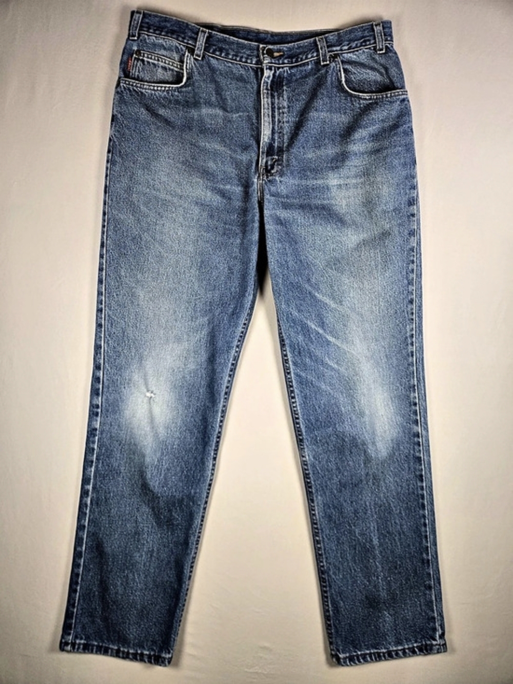 Vintage Bugle Boy Denim Made In USA Mens Straight Leg Blue Wash Jeansn 38x32